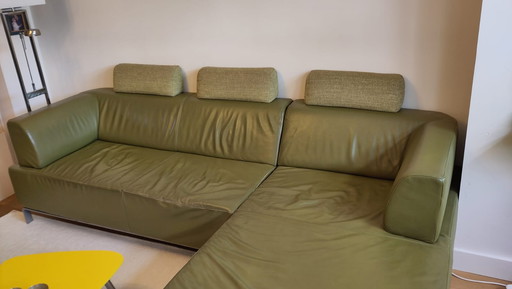 Montel corner sofa, leather with headrests