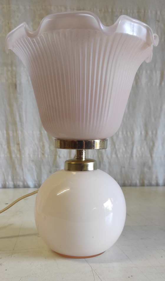Image 1 of Table lamp in pink opaline glass - mid-20th century