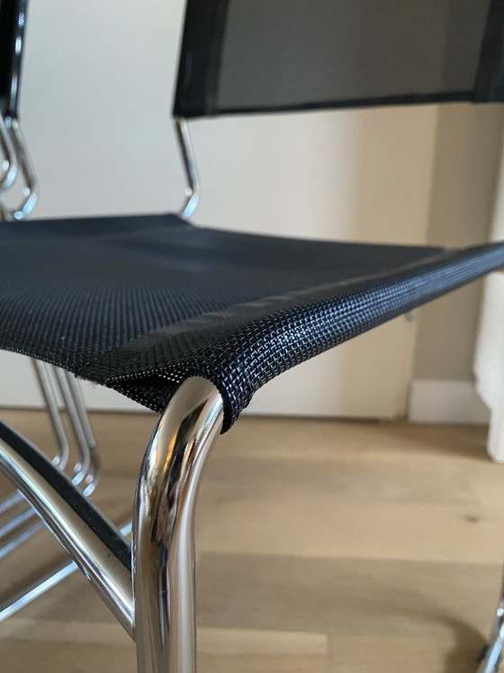 Set of 4 Thonet Bauhaus Style Netweave Chairs - Italy 2008 – Dining chairs, Chrome (photo 6 of 7)