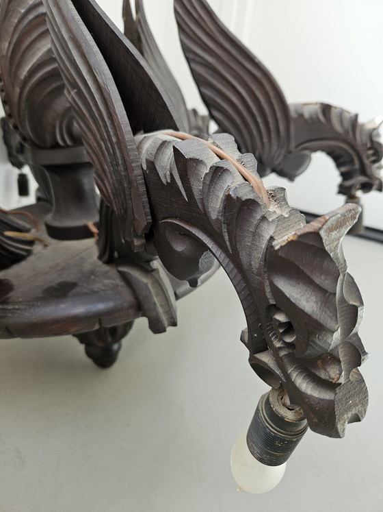 Image 1 of Lampadario gotico antico in rovere a 6 bracci