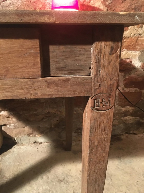 Eiken/populier bijzettafel met lade – Vintage (photo 9 of 14)