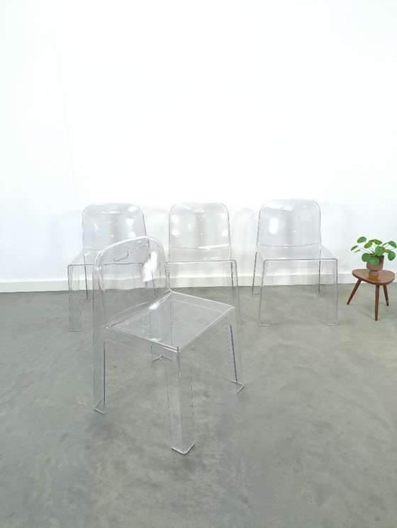 Image 1 of Design plexiglas stapelbare stoelen Trono by Sottsass Associati 2005 Segis Italy