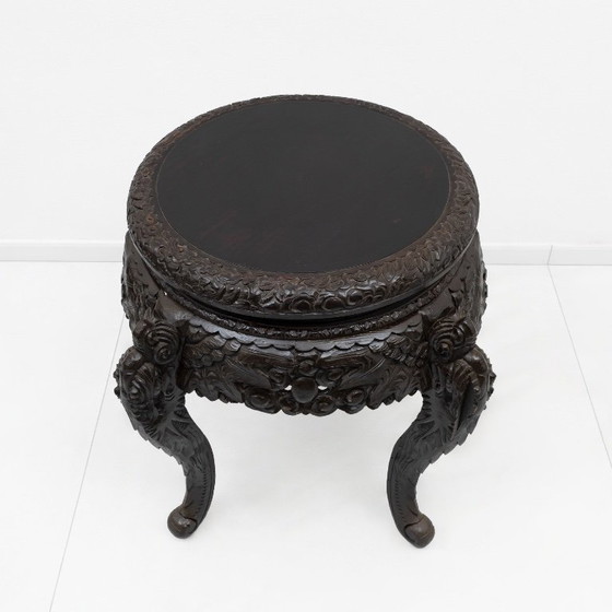 Tavolo cinese intagliato drago dinastia Qing, legno duro ebanizzato – Console (photo 4 of 7)