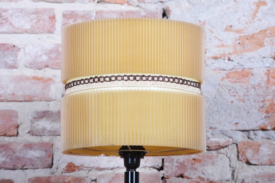 Restored Art Deco Table Lamp Chromed Steel, Beech, Parchment, Czech, 1940s – Metal, Paper (photo 5 of 11)