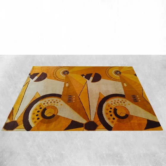 Image 1 of 1950s Constructivist Mechanical Futuristic Rug/Tapestry. Made in France