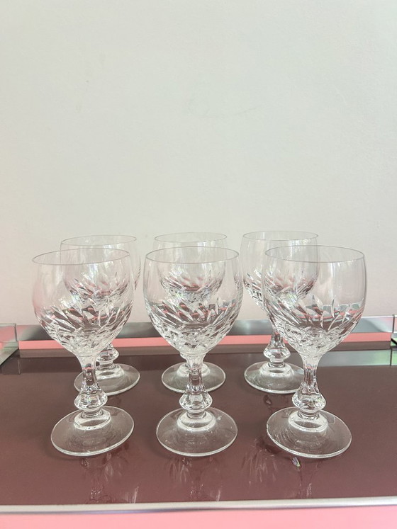 6x Vintage Geslepen Kristal Wijnglas – Glazen & Karaffen, Crystal (photo 3 of 8)
