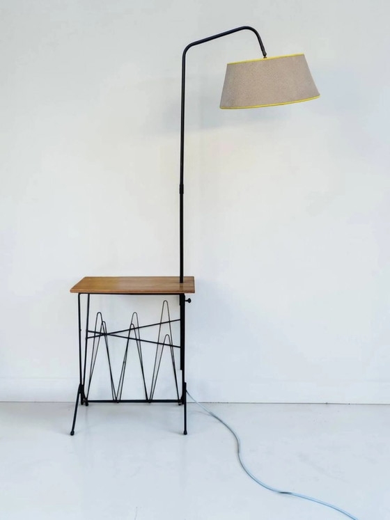 Lampada da lettura con tavolo 1950 – Lampade da terra, Wood, polished steel, Vintage (photo 4 of 9)