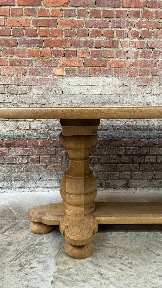 Image 1 of Solid oval monastery table of bleached oak with turned legs
