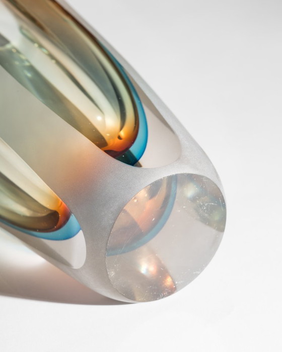 Image 1 of Monumental Murano Sommerso Glass Vase Attributed to Seguso Vetri d’Arte Italy