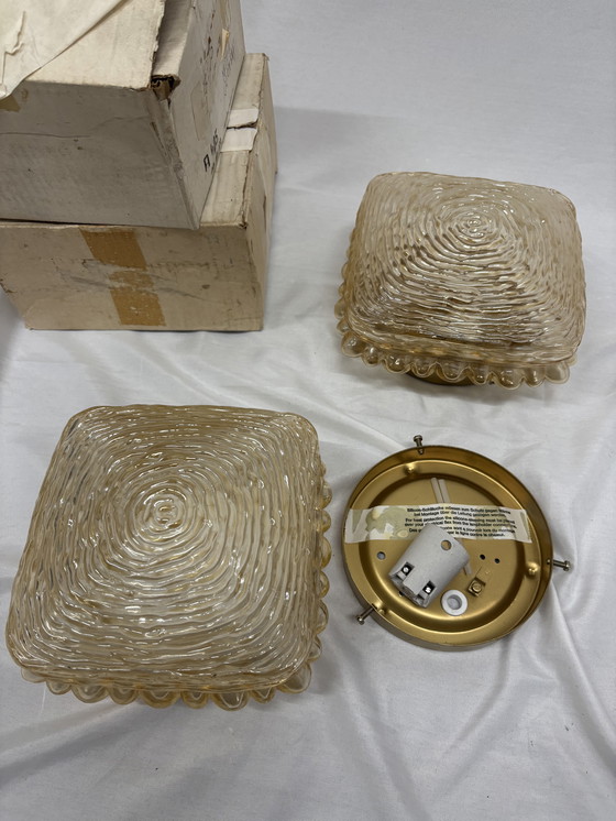 Image 1 of Lot de 2 lampes de plafond ou appliques murales vintage, Glashütte, Limbourg