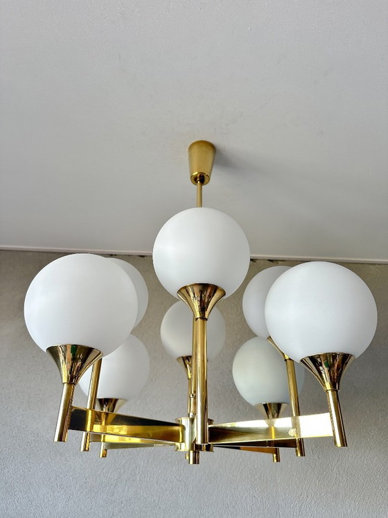 Vintage Boulanger Hanglamp – Hanglampen, Glass, Brass (photo 13 of 13)
