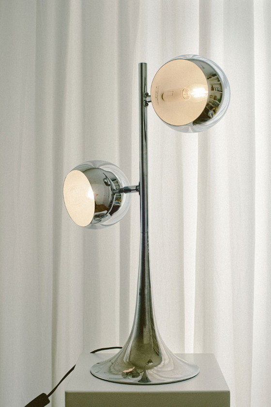 Image 1 of Space Age Chrome Eyeball Lamp, Style of Goffredo Reggiani, 1970s