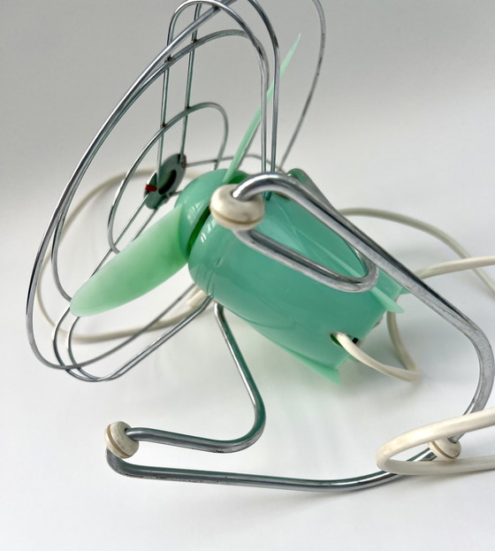 Image 1 of Ventilatore da tavolo vintage italiano “bjm” – verde menta – anni '50/'60