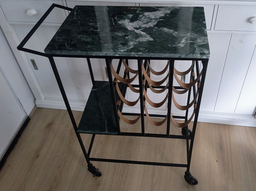 Servierwagen „Dutchbone Mil“ – Grüner Marmor – Design-Servierwagen