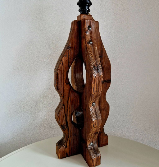 Lampe Brutaliste en Chêne Brûlé