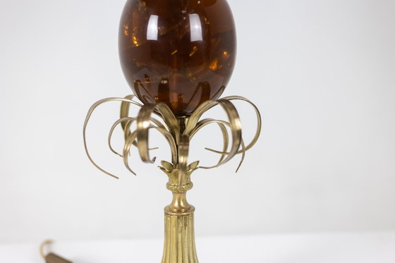 Image 1 of Maison Charles: Lampada a forma di uovo in resina frattale e bronzo, circa 1970