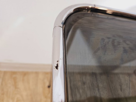 Image 1 of Mid-Century Modern Coffee Table – Chrome and Smoked Glass, Italy, 1970s.