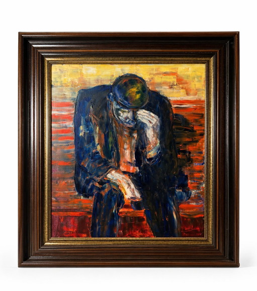 J. Grandjean “De Denker” – Pintura al óleo expresiva – schilderijen tekeningen