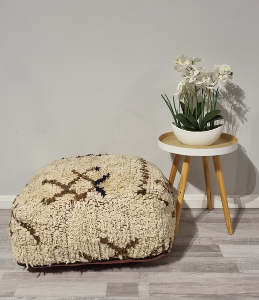 Vintage Berber Pouf, Moroccan Seat Cushion