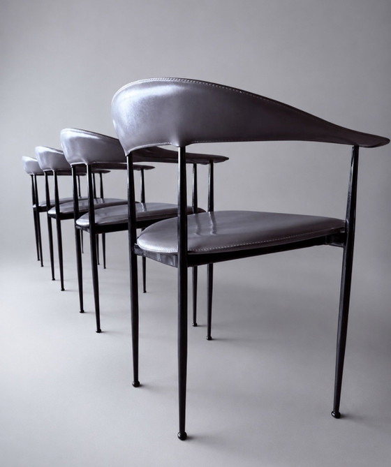 Image 1 of 4 Fasem P40 lederen fauteuils, Vegni & Gualtierotti, ca.90s
