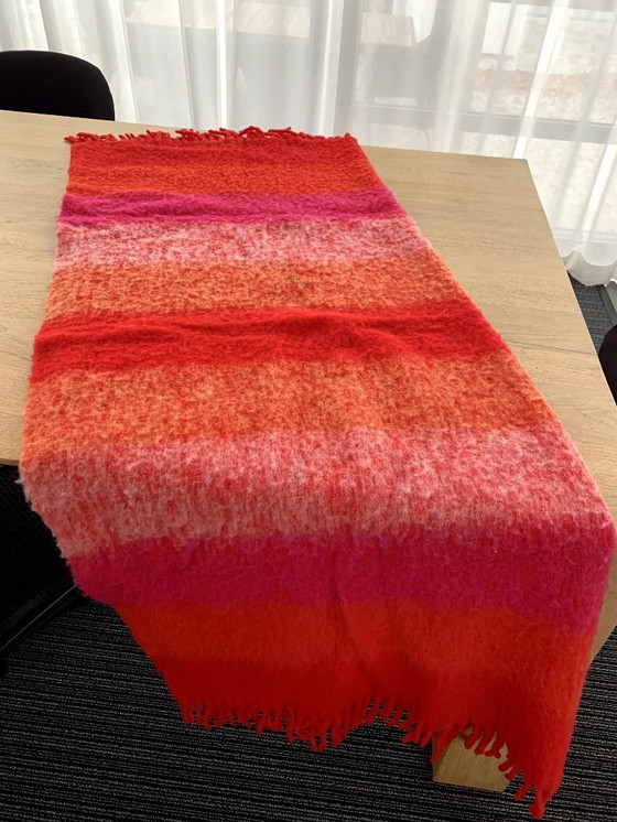 Image 1 of Luxurious Cecchi e Cecchi plaid/blanket – red-orange striped