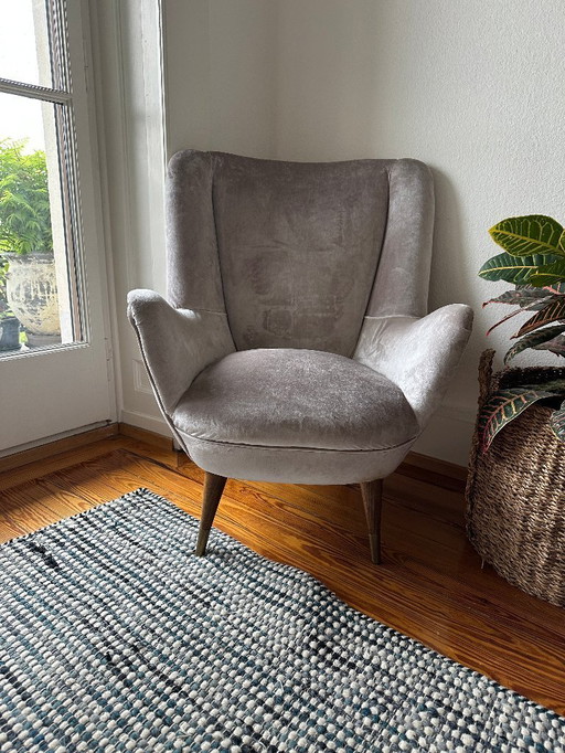 Ensemble chaise longue et tabouret de pied italien Mid Century