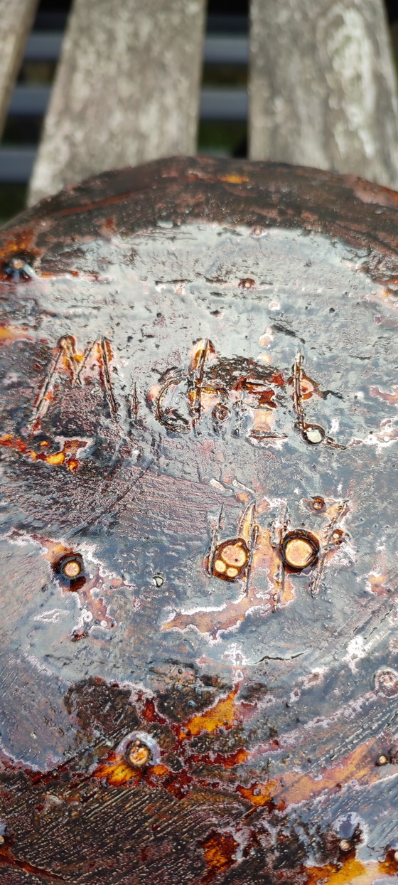 Ciotola in ceramica d'arte smaltata "MichEl 1997", Decorazione erbario – céramique émaillée signée (photo 8 of 14)