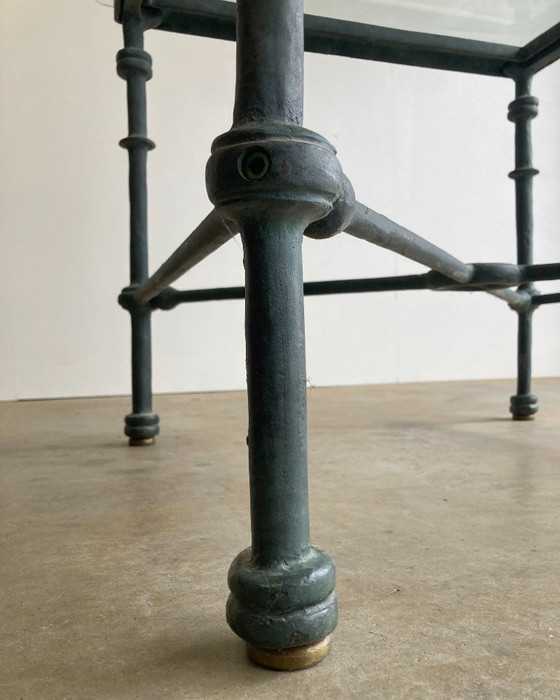 Image 1 of Vintage sculptural metal coffee table with a patina finish