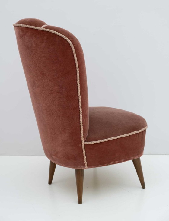 Image 1 of Fauteuil inclinable en velours italien Nello Pini Mid-Century Modern de Novarredo, 50