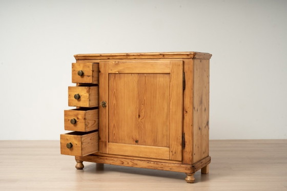 Antieke grenen Biedermeier kast met vier laden – Opbergkast, Hout (photo 5 of 15)