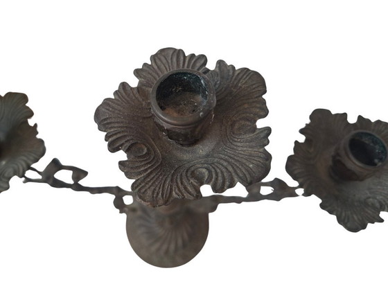 Image 1 of Paar antike Kandelaber aus massiver Bronze – Ende des 19. Jahrhunderts – Stil Ludwigs XV.