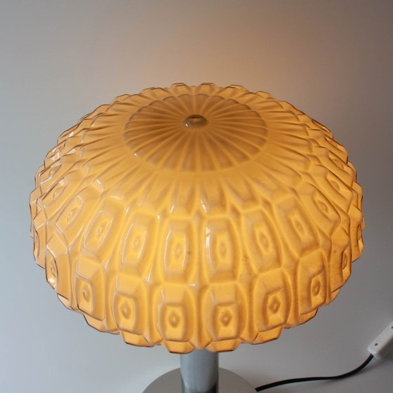 Image 1 of 1940s Portuguese Art Deco Table Lamp with Gray Opaline Shade
