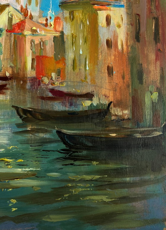 Image 1 of Original Oil Painting City River Landscape Dream of Venice