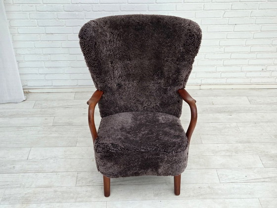 1960s, Danish armchair, reupholstered, genuine sheepskin. – Other (photo 16 of 22)