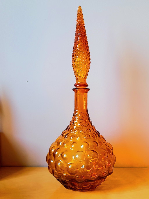Jarra de cristal ámbar italiano, Empoli, 1970