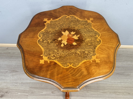 Image 1 of Französischer Beistelltisch aus Holz Weintisch mit Intarsien