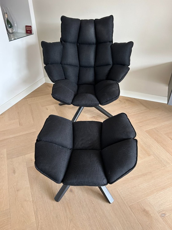 Image 1 of B&B Italia Husk Fauteuil H3G mét Ottoman - Zwart