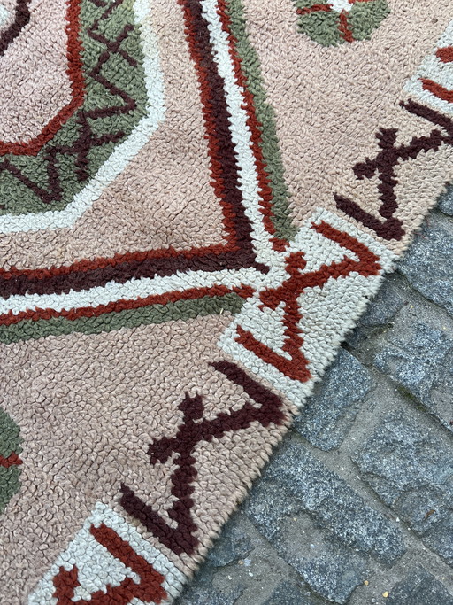 Tapis turc vintage de style Oushak à motifs géométriques