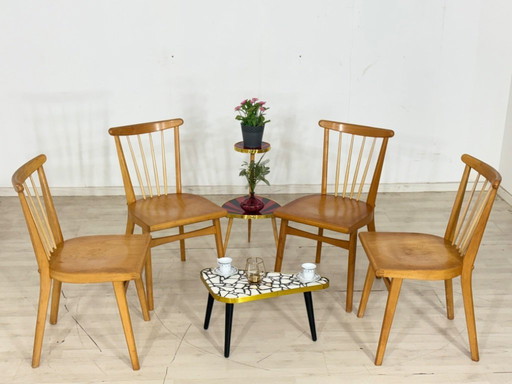 Lot de 4 chaises de salle à manger style années 50, chaises de cuisine, chaises en bois, chaises de salle à manger vintage