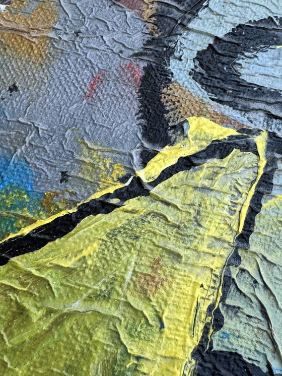 Image 1 of Jan Wille ( 1959 ) Groot schilderij op doek / Art Brut