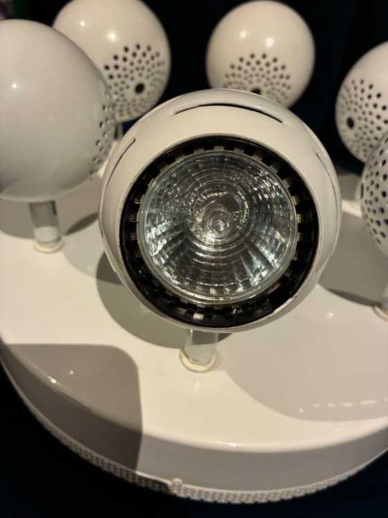 Rare Vintage Örsjö Puck Ceiling Light, 6-light, Åke Hultgren, Örsjö Belysning, Metal, White (photo 12 of 15)