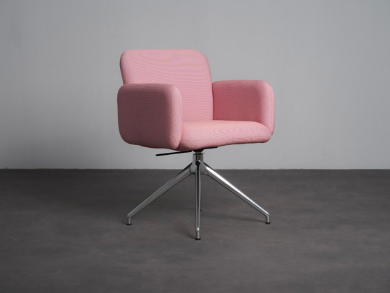 Pair of Switch Low Office Chairs by Stefan Scholten for Puik Design, Netherlands, Textile, Pink (photo 3 of 9)