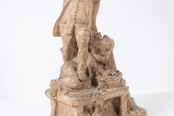 Rococo style terracotta sculpture, Children and Flowers. Circa 1850. – Ceramic (photo 7 of 11)