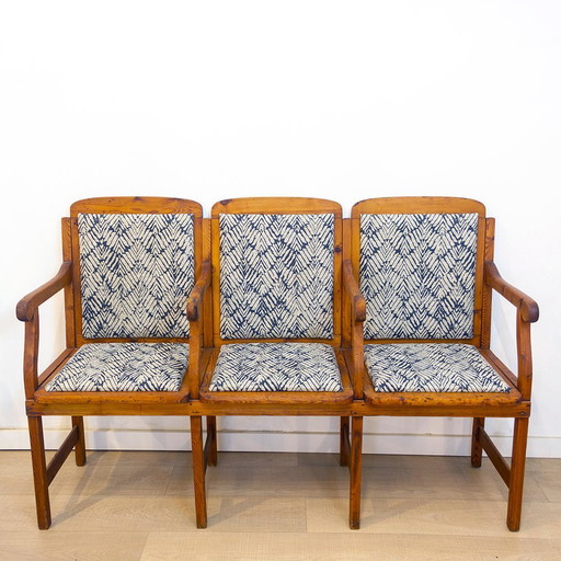 3 Seat Upholstered Bench, Spain, 1910s