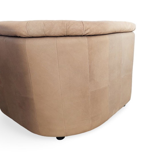 Image 1 of Canapé d'angle modulable original style Mid-Century, en cuir marron