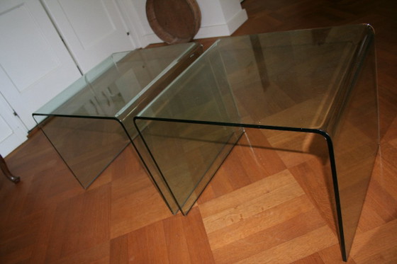 2 mesas auxiliares originales FIAM Italia D-LI – Cristal curvado – Fabricadas en Italia – Glass (photo 13 of 22)