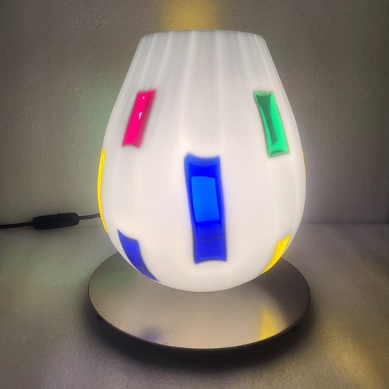 Image 1 of Table lamp in colored glass, Zicoli Italy