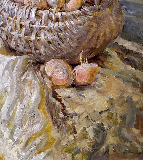 Peinture à l'Huile Originale Nature Morte Pommes de Terre Terrestre – Peintures et dessins, Canvas (photo 5 of 5)