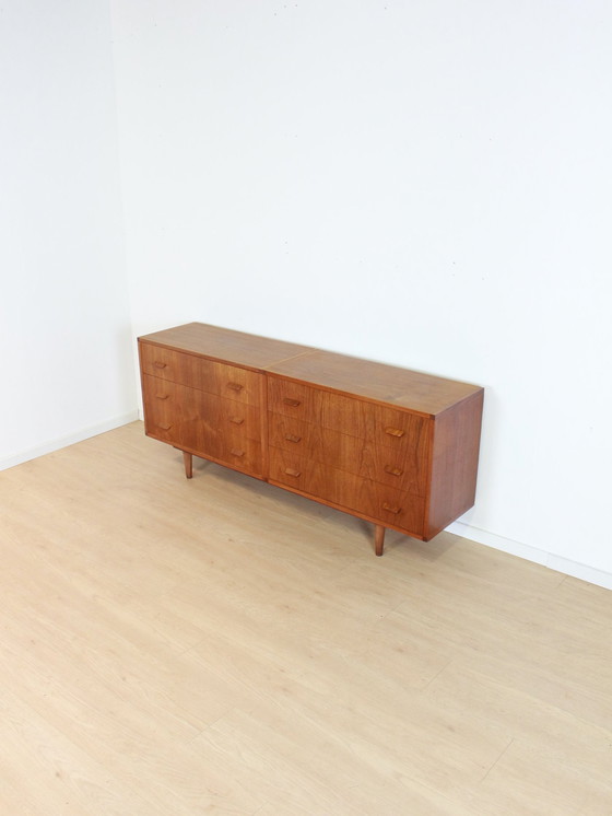 Image 1 of Vintage Teak Dubbele Ladekast Dressoir