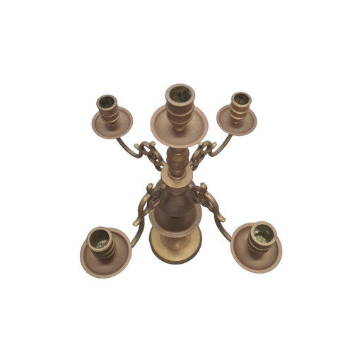 Antique Style Brass 5 Arm Candlestick, 1970s/80s